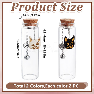 4Pcs 2 Styles Transparent Glass Empty Bottles AJEW-DR00032-1