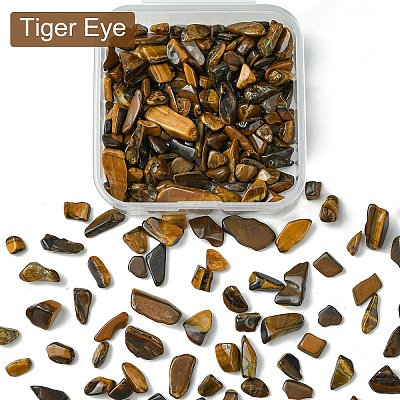 50G Natural Tiger Eye Chip Beads G-YW0001-80-1