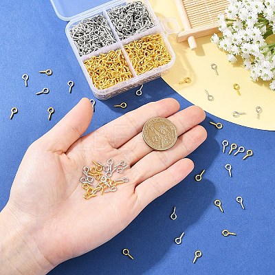 1200Pcs 2 Colors Iron Screw Eye Pin Peg Bails IFIN-YW0004-11-1