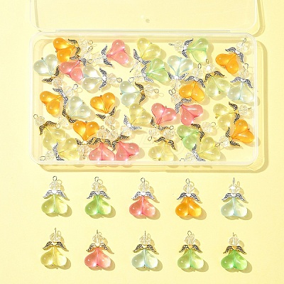 40Pcs 10 Colors Acrylic Glass Pendants PALLOY-FS00018-1