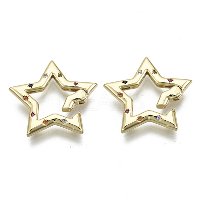 Brass Micro Pave Cubic Zirconia Spring Gate Rings ZIRC-N039-025-NF-1