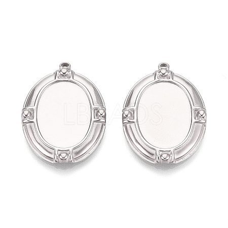 304 Stainless Steel Pendant Cabochon Settings X-STAS-T067-17P-1