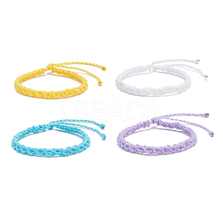 4Pcs 4 Colors Peach Blossom Braided Cord Bracelets Set BJEW-JB07608-1