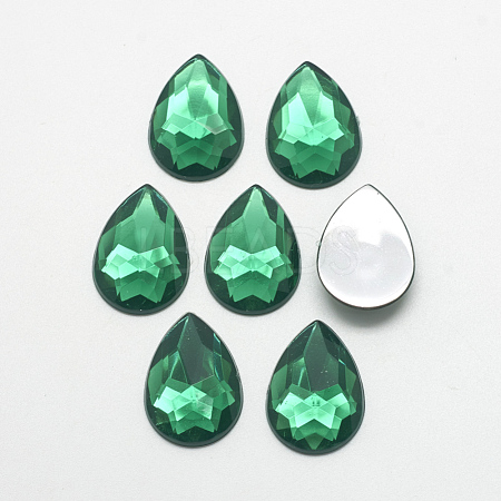 Acrylic Rhinestone Flat Back Cabochons X-GACR-Q010-10x14-10-1