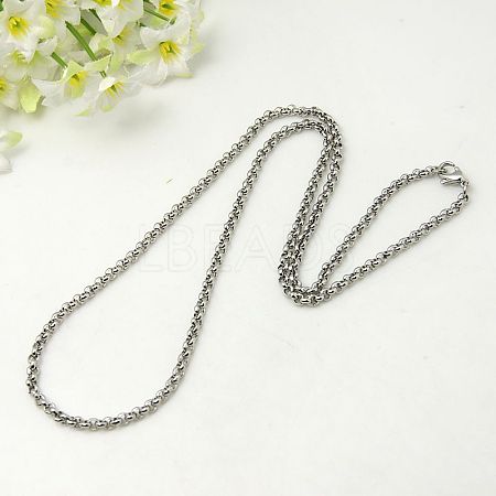 Valentines Day Gift Ideas for Husband Men's Rolo Chain Necklaces 304 Stainless Steel Necklaces X-NJEW-C074-05-1