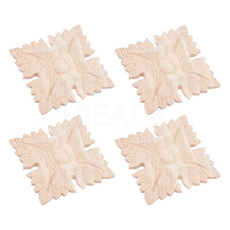 Natural Solid Wood Carved Onlay Applique Craft WOOD-WH0101-55-1