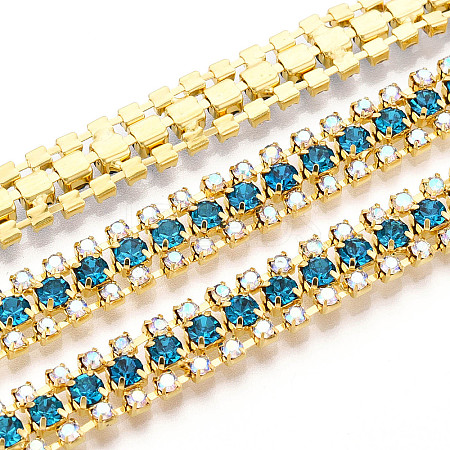 Iron Rhinestone Cup Chains CH-T006-04G-08-1