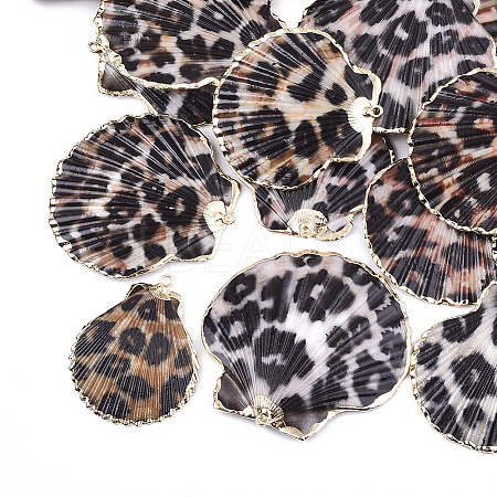 Spray Paint & Electroplate Sea Shell Pendants X-SSHEL-S262-04A-1