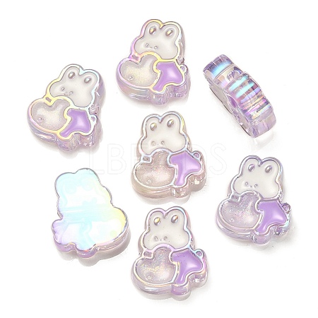 UV Plating Rainbow Iridescent Acrylic Enamel Beads OACR-G012-07E-1