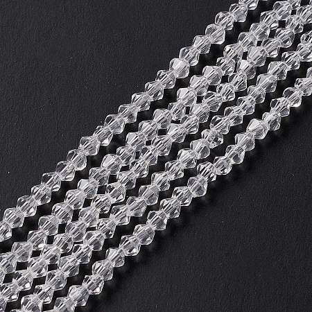 Clear Glass Bicone Beads Strands X-GLAA-S026-2mm-07-1