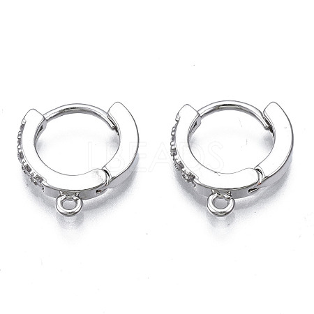 Brass Micro Pave Cubic Zirconia Huggie Hoop Earring Findings KK-T063-012P-NF-1