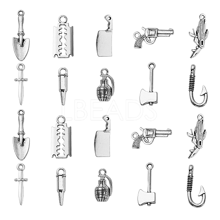 100Pcs 10 Style Tibetan Style Mystery Killer Theme Alloy Pendants TIBEP-CJ0001-88-1