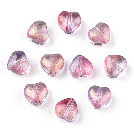 Transparent Spray Painted Glass Beads GLAA-R211-02-B04-1