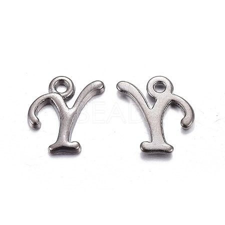 Gunmetal Plated Alloy Letter Pendants PALLOY-P097-03-Y-1