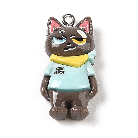 Opaque Resin Cat Pendants RESI-S399-07D-1