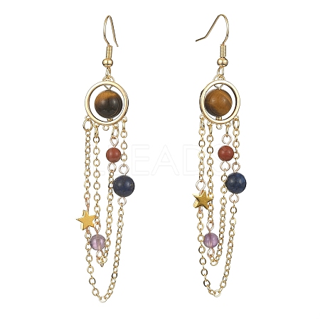 Natural Gemstone Dangle Earrings EJEW-TA00257-1