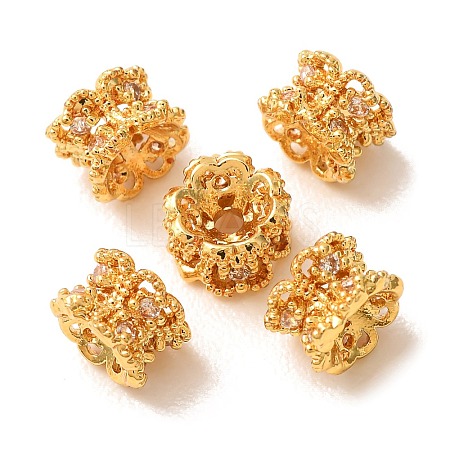 Brass Micro Pave Cubic Zirconia Beads CU-CBA54A3-02G-02-1