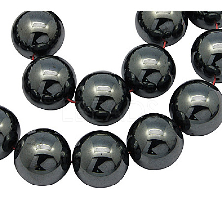 Non-Magnetic Synthetic Hematite Beads Strands G-H1624-14mm-1-1