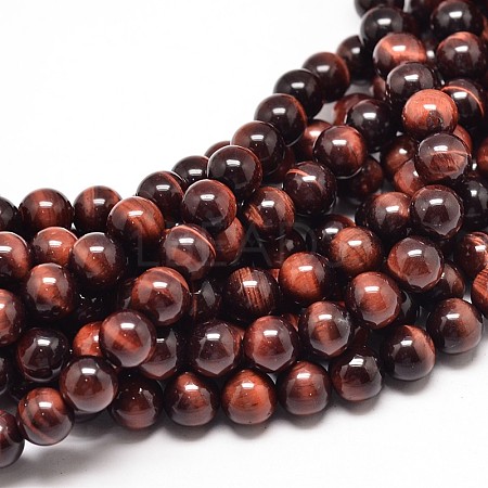 Natural Red Tiger Eye Bead Strands G-G735-12-8mm-A-1
