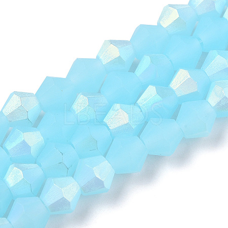 Imitation Jade Bicone Frosted Glass Bead Strands X-EGLA-A039-J6mm-MB03-1