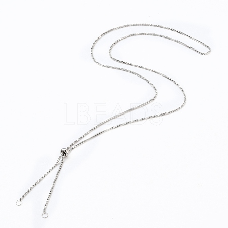 304 Stainless Steel Box Chain Slider Necklace Making AJEW-JB00777-01-1