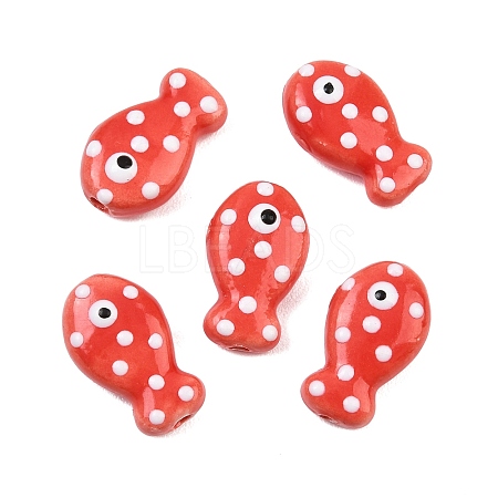 Handmade Porcelain Beads X-PORC-B009-03O-1