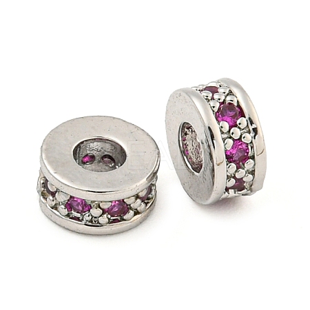 Rack Plating Brass Micro Pave Cubic Zirconia Spacer Beads KK-F089-39B-P02-1