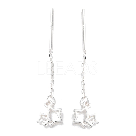 999 Fine Silver Star Ear Threads EJEW-P296-01S-1