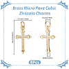 8Pcs Brass Micro Pave Clear Cubic Zirconia Pendants KK-SC0007-99-2