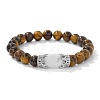 8MM Round Natural Tiger Eye Beaded Stretch Bracelets with Oval Synthetic Howlite Beads WG9ED28-05-2