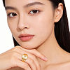 304 Stainless Steel Rhinestone Cuff Open Rings for Women FN8845-1-3