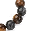 Alloy & Natural Tiger Eye & Larvikite Round Beaded Stretch Bracelets for Men Women BJEW-JB12566-4