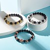 Electroplated Natural Lava Rock Round Beads Essential Oil Anxiety Aromatherapy Bracelets BJEW-JB06923-5