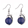 Natural Dyed Lapis Lazuli Dolphin Dangle Earrings with Crystal Rhinestone EJEW-A092-20P-10-2