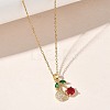 Brass & Cubic Zirconia Pendant Necklaces SA-CBA7E55-03G-02-3