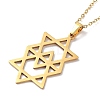 201 Stainless Steel David Star Pendant Necklace with Cable Chains NJEW-Q317-07G-3