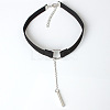Black Velvet Choker Brass & Iron Rectangle Pendant Necklaces for Women FS-WGDB652-03-4