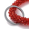 Glass Beaded Bracelet Wrist Keychain AJEW-Z018-01C-2