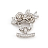 Brass Micro Pave Clear Cubic Zirconia Fold Over Clasps KK-C075-39P-1