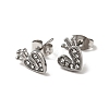 Heart with Crown 304 Stainless Steel Rhinestone Stud Earrings EJEW-A081-16P-2
