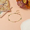 Handmade Brass Daisy Flower Link Chain Anklet for Women AJEW-AN00533-2