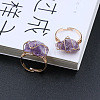 Nuggets Alloy Wire Wrapped Natural Amethyst Cuff Rings FS-WGA7830-01-1