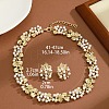 Ginkgo Leaf Zinc Alloy & Plastic Imitation Pearl Link Chain Necklace & Stud Earring Sets FS-WG12076-01-5