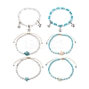 Ocean Theme Synthetic Turquoise & Natural Howlite Anklets Set AJEW-AN00505-2