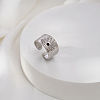 304 Stainless Steel Rhinestone Cuff Open Rings for Women CV9797-2-2