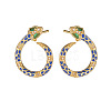Cubic Zirconia Snake Stud Earrings with Enamel ZODI-PW0001-068E-1