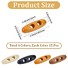 60Pcs 4 Colors 2-Hole Wood Buttons BUTT-GF0004-25B-2