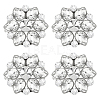 4Pcs Flower Alloy with Glass Rhinestone Shoe Buckle Clips AJEW-FG0003-64D-1