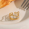 304 Stainless Steel Layered Waved Cuff Rings IP1219-2-1
