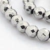 Electroplate Faceted Round Non-magnetic Synthetic Hematite Beads Strands G-P061-58-1